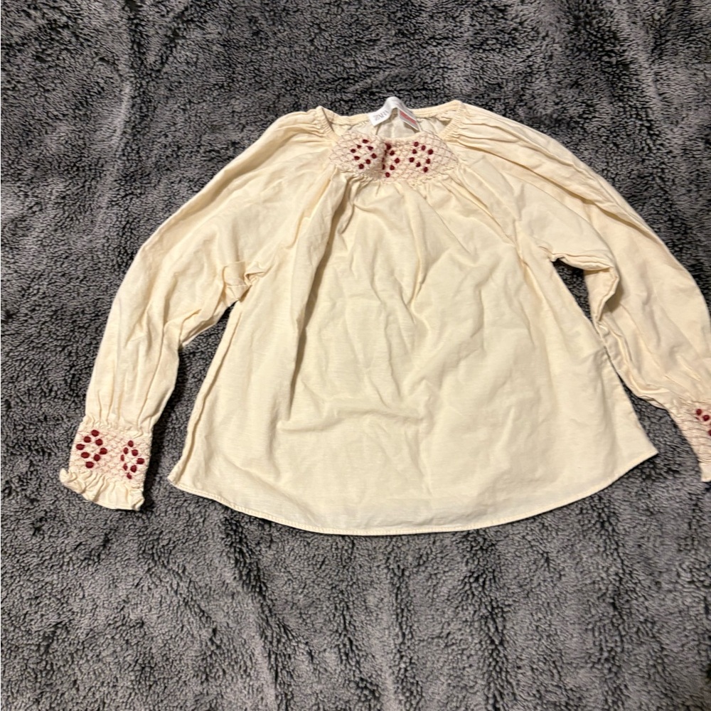 Zara Cream Top with Red Detail